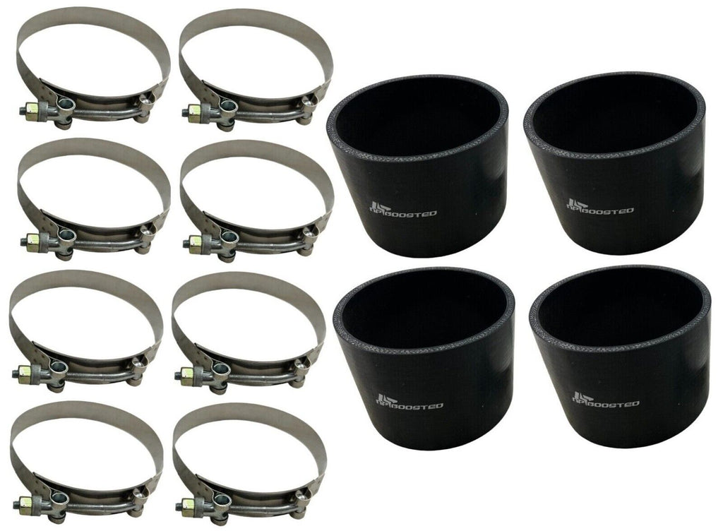 thumbnail image 2 of 2-Pack 2" ID 3" Long Silicone Turbo Coupler Hose | Black/Red | 4.5mm 3-Ply Reinforced For Intercooler Piping 2 of 4