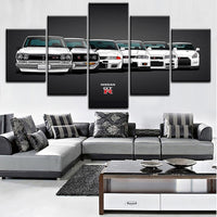 Nissan Skyline GTR Canvas Painting HD Print Artwork 5 Pieces R32 R33 R34 R35 GT-R JDM Sport Cars Picture Home Decorative Wall Art