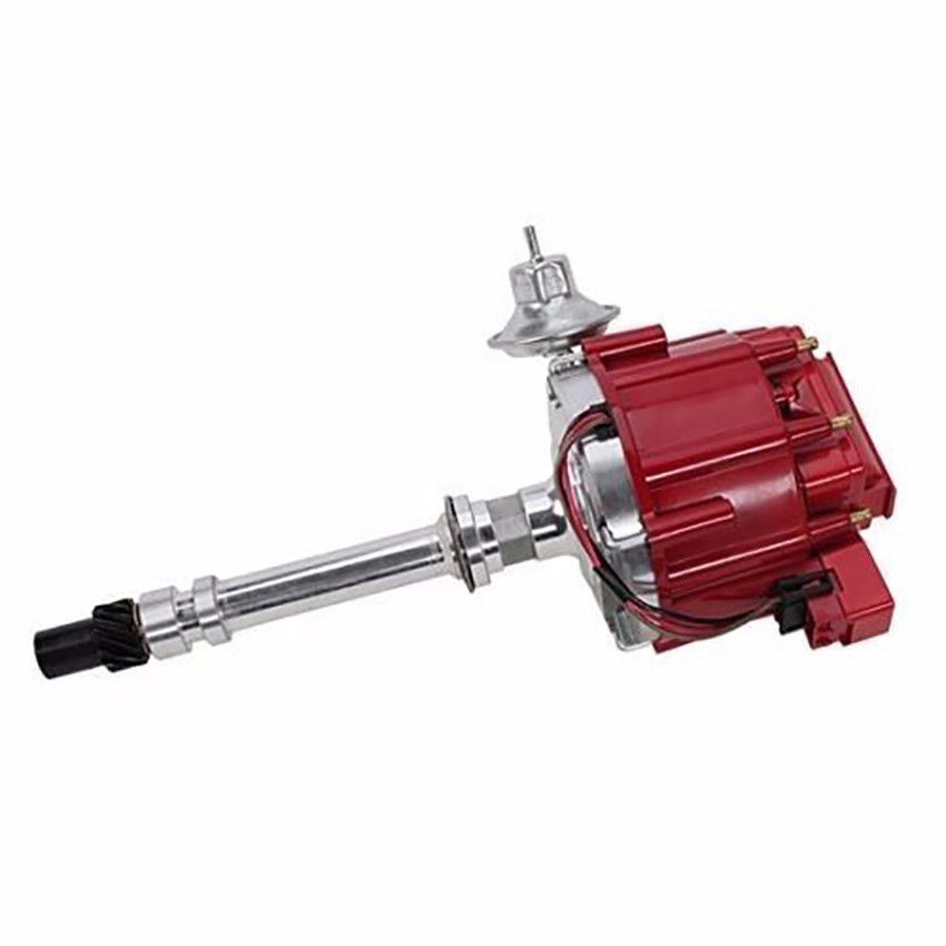 HEI Electronic Billet Distributor GM08 for Chevy SBC 350 BBC 454 65K Coil  7500 RPM V8, Red Cap