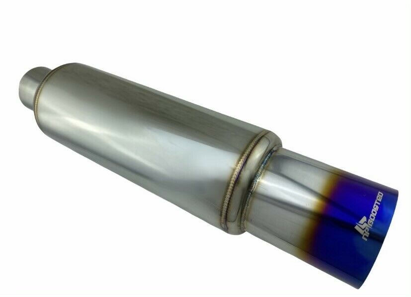 3 Inch Polished Stainless Universal Strait Through Burnt Tip Muffler Exhaust Kit