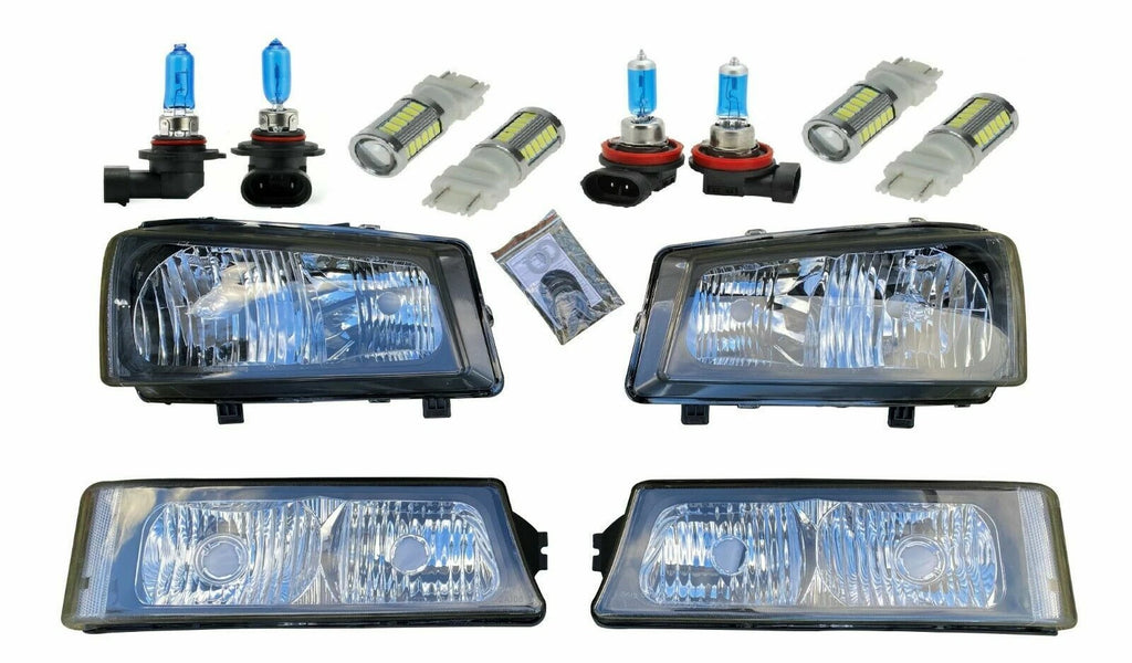 FITS 2003-2007 Chevy Silverado 2002-2006 Avalanche Black Headlights Bumper Lamps