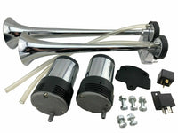 Polished Dual Loud Air Horns 12V 145db Twin Trumpets 2 Compressor Car Truck Boat