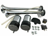 Polished Dual Loud Air Horns 12V 145db Twin Trumpets 2 Compressor Car Truck Boat