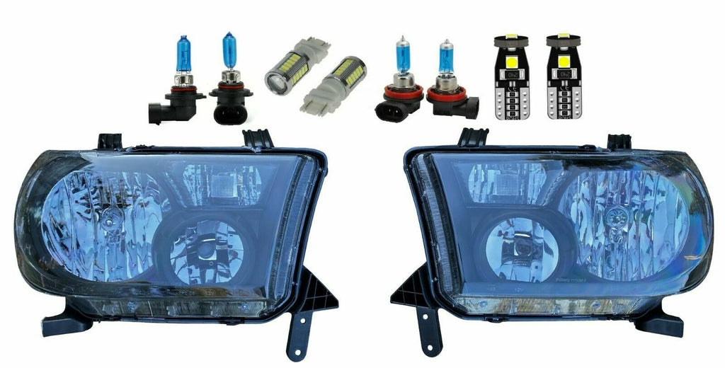 FITS Black / Clear 2007-2013 Tundra 2008-2017 Sequoia LED Headlights Head Lamps