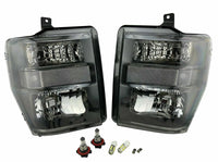 FITS 08-10 FORD F250 F350 SUPER DUTY BLACK HOUSING CLEAR CORNER HEADLIGHT LAMPS
