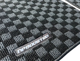 4 Pack JDM Race Plush Floor Mats Checkers Vehicle Carpets Universal Black & Gray