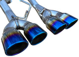 Quad Blue Tips Angle Cut Round Edge Axle Back Exhaust for 15+ WRX 2.0 STi 2.5 H4