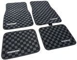 4 JDM Import CARS Japan Checkered Black Gray Floor Mat Interior Carpet Universal