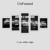 Canvas Printed Poster 5 Pieces HD Automotive M3 M5 Euro / European Sport Car Paintings Wall Art Pictures Modular Frame