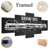 Canvas Printed Poster 5 Pieces HD Automotive M3 M5 Euro / European Sport Car Paintings Wall Art Pictures Modular Frame