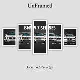Canvas Printed Poster 5 Pieces HD Automotive M3 M5 Euro / European Sport Car Paintings Wall Art Pictures Modular Frame