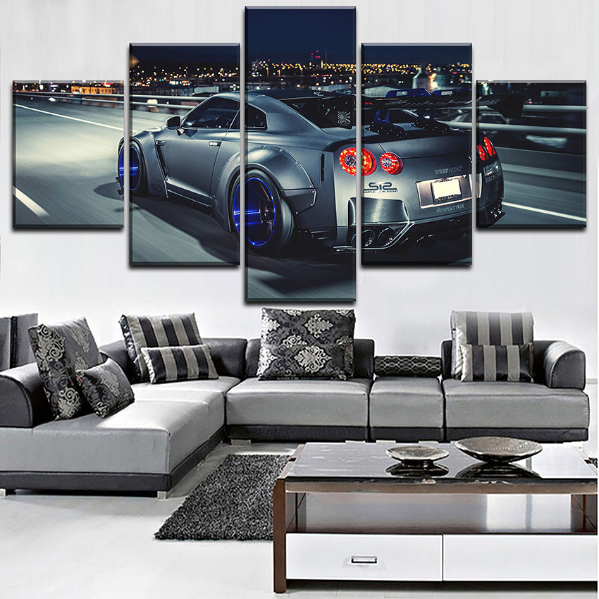 5 Pieces Nissan Skyline Gtr Poster Canvas HD Printed Painting For Modern Decorative Bedroom Wall Art Urban Landscape Picture