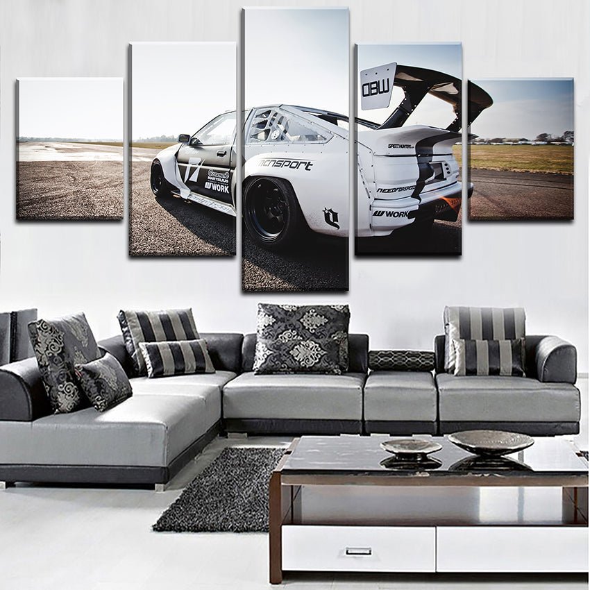 Wall Art Decortive Canvas Print Painting 5 Pieces Toyota White Sports Car Poster Modern Artwork For Bedroom Framework