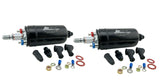 380LPH x2 EXTERNAL HI FLOW FUEL PUMPS & CONNECTORS + CHECK VALVE 044 BOSCH STYLE