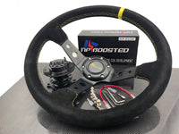 350mm Corsica Deep Dished Suede Leather Steering Wheel 14