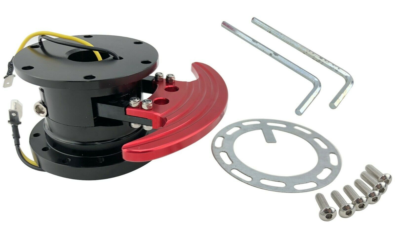 WUTONG 12.5" Universal D-Shape Racing Steering Wheel With Red Quick Release & Horn Kit