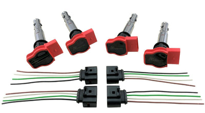4 Ignition Coil Packs w/ Harness for Audi R8 to Custom Conversion European & JDM