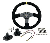 350MM Universal Flat Dish Racing STEERING WHEEL & Quick Release Hub Adapter Kit