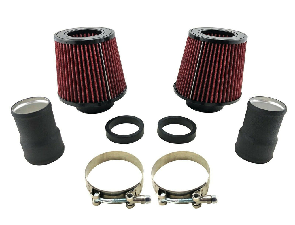 Twin Cold Air Intake Adapter Kit & Filters + T-Bolt Clamp for 135i 335 ...