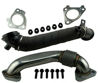 Upgrade Downpipe Exhaust + Passenger Upipe for 11-15 Sierra Silverado 6.6 Diesel