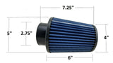 Universal 2.75 Inch High Flow Air Intake Turbo Supercharger Blue Black Filter