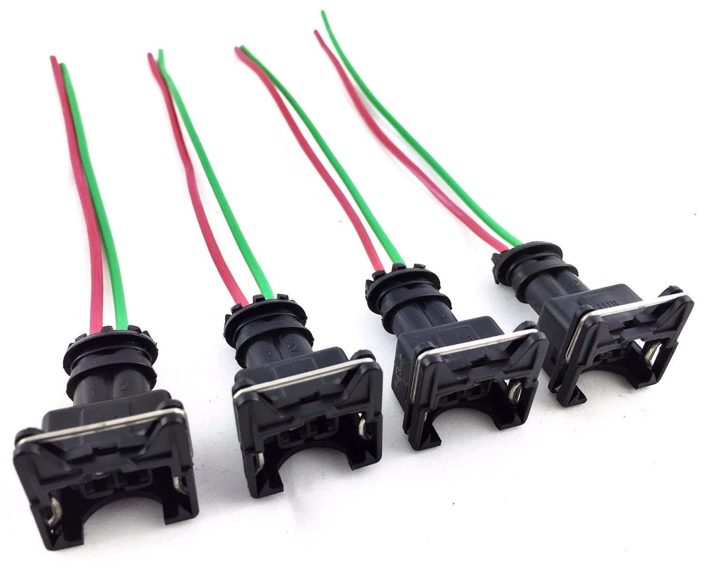 4 RC FUEL INJECTOR CONNECTOR WIRING HARNESS PLUG CLIPS BOSCH EV1 PIGTAIL OBD1 GM