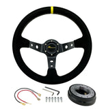 350MM Universal DISHED Racing STEERING WHEEL + Low Profile Quick Release + HORN