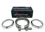 4" Inch Stainless Steel V band Vband 1 Clamp & 2 Flanges Turbo Exhaust Down Pipe