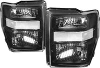 Left & Right Black Housing Headlights for 08-10 Ford F250 F350 Super Duty