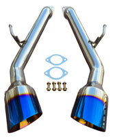 Twin Angle Cut Burnt Tip Stainless Axle Back Exhaust Pipe FOR Infiniti 2014+ Q50
