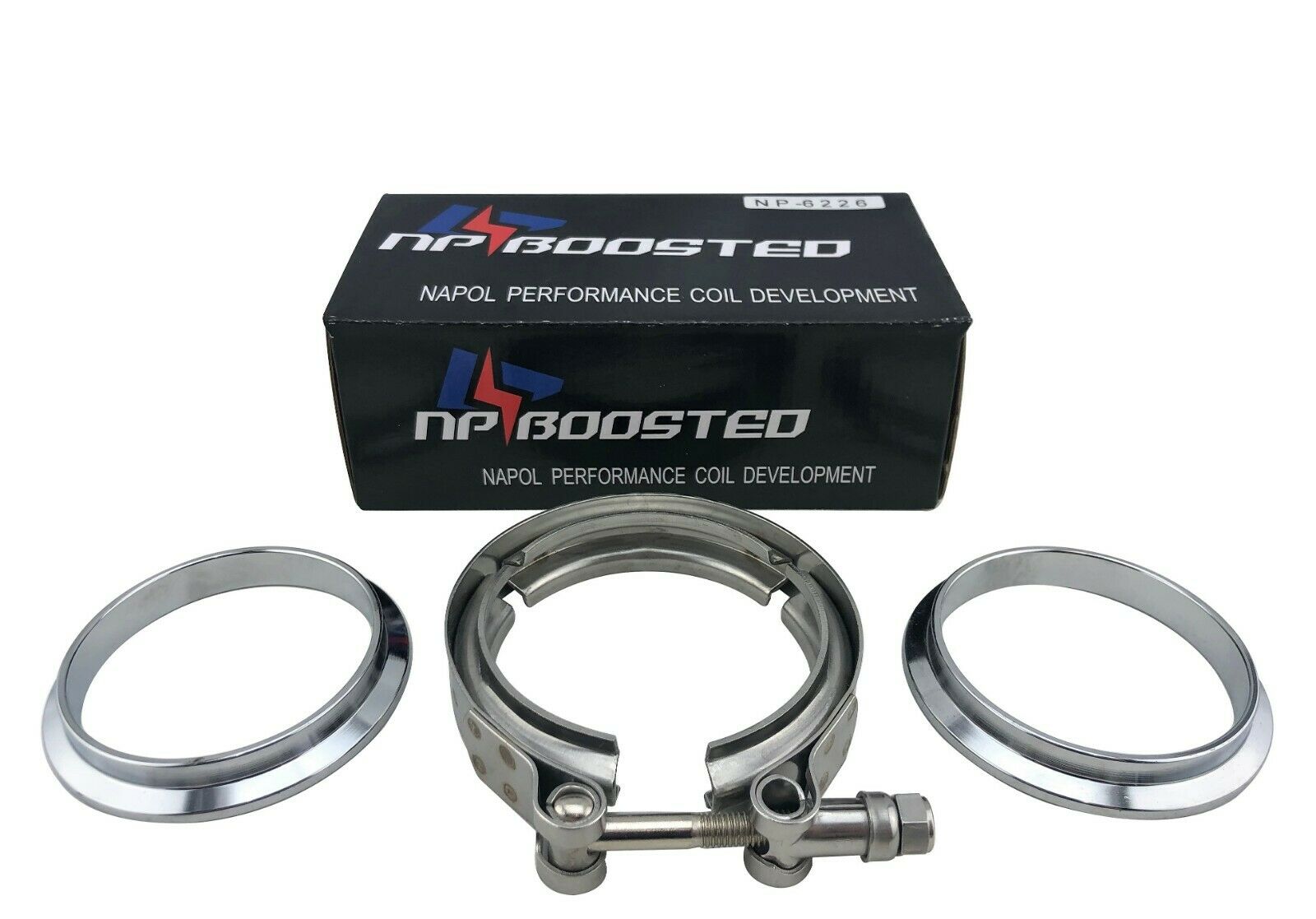 RTG Automotive 5-Pack 2.5" (63.5mm) V-Band Clamp With Flanges - All Stainless Steel Exhaust Turbo Kit